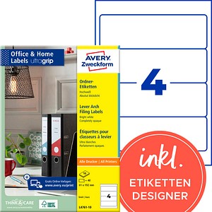AVERY Zweckform Ordneretiketten weiß, 10 Blatt
