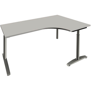 fm Sidney höhenverstellbarer Schreibtisch lichtgrau Bogenform, C-Fuß-Gestell Rundrohr silber 180,0 x 80,0 cm
