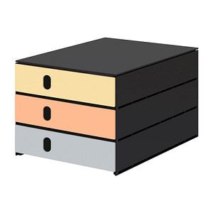 styro Schubladenbox styroval pro feelings Butterfly  orange, gelb, grau 14-8050.Bu, DIN A4 mit 3 Schubladen, 1 St.
