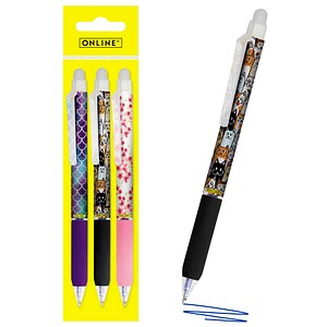 ONLINE® magiXX Design Girls Gelschreiber lila, rosa, schwarz 0,7 mm, Schreibfarbe: blau, 3 St.