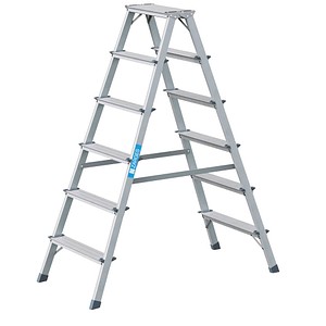 ZARGES Stehleiter beidseitig Scana B silber 2x 6 Stufen, H: 140,0 cm