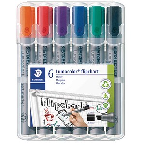 STAEDTLER Lumocolor Flipchart-Marker farbsortiert 2,0 - 5,0 mm, 6 St.
