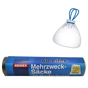 REINEX Müllbeutel mit Abreißperforation extra stark 60,0 l gelb 12,0 µm, 20 St.