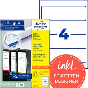 AVERY Zweckform Ordneretiketten L4761-25 weiß, 30 Blatt