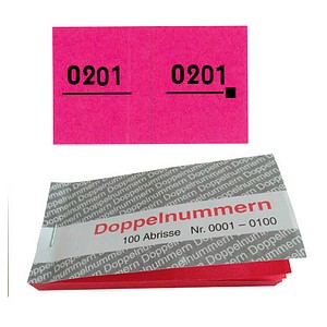 WOLF & APPENZELLER Doppelnummernblöcke 0001-0100, 0101-0200, 0201-0300, 0301-0400, 0401-0500, rot, 5 Blöcke