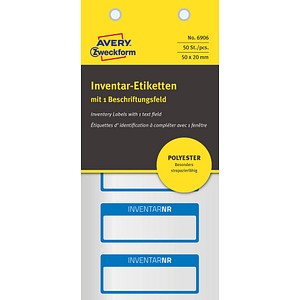 50 AVERY Zweckform Inventaretiketten 6906 blau 50 AVERY Zweckform Inventaretiketten 6906 blau