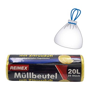 REINEX Müllbeutel Zitrusduft 20,0 l gelb 8,0 µm, 25 St.