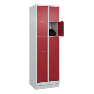 CP Schließfachschrank Classic PLUS lichtgrau, rubinrot 080020-205 S10001, 10 Schließfächer 60,0 x 50,0 x 195,0 cm
