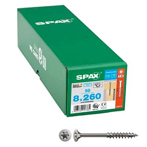 SPAX® Universalschrauben T40 Senkkopf Edelstahl A2 0197000802605 8 mm x 260 mm, 50 St.