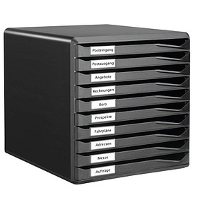LEITZ Schubladenbox Formular-Set  schwarz 52940095, DIN A4 mit 10 Schubladen