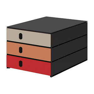 styro Schubladenbox styroval pro feelings Hedgehog  grau, dunkelorange, rot 14-8050.He, DIN A4 mit 3 Schubladen, 1 St.