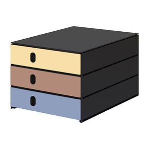 styro Schubladenbox styroval pro feelings Midnightsun  gelb, braun, blau 14-8050.Mi, DIN A4 mit 3 Schubladen, 1 St.