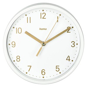 hama Wanduhr Madeira weiß Kunststoff, Ø 16,0 cm