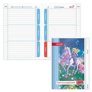 ROTH Hausaufgabenheft Magische Einhornreiterin für clevere Faule liniert DIN A5 ohne Rand, 104 Blatt, 1 St.