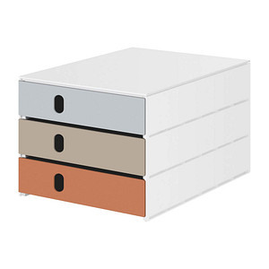 styro Schubladenbox styroval pro feelings, Pebbles  grau, beige, orangebraun 14-8050.Pe, DIN A4 mit 3 Schubladen, 1 St.