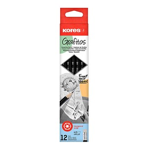 Kores® GRAFITOS Bleistifte HB schwarz mit Radierer, 12 St.