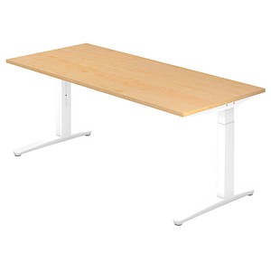 HAMMERBACHER VXB19 höhenverstellbarer Schreibtisch ahorn rechteckig, C-Fuß-Gestell weiß 180,0 x 80,0 cm