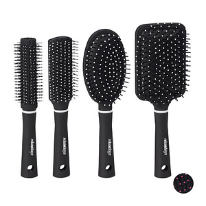 relaxdays Haarbürsten-Set schwarz, weiß, 4 St.