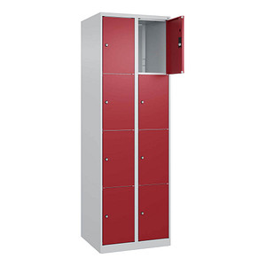 CP Schließfachschrank Classic Plus lichtgrau, rubinrot 080000-204 S10001, 8 Schließfächer 60,0 x 50,0 x 185,0 cm