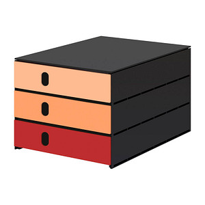 styro Schubladenbox styroval pro feelings, Poppy  hellorange, dunkelorange, rot 14-8050.Po, DIN A4 mit 3 Schubladen, 1 St.