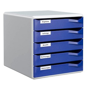 LEITZ Schubladenbox Post-Set  blau 52800035, DIN A4 mit 5 Schubladen