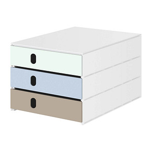 styro Schubladenbox styroval pro feelings, Sea Shore  weißgrün, hellblau, beige 14-8050.Se, DIN A4 mit 3 Schubladen, 1 St.