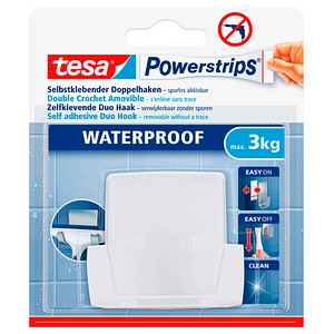 tesa WATERPROOF Large Doppel Klebehaken für max. 3,0 kg, 2,0 x 5,0 cm, 1 St.