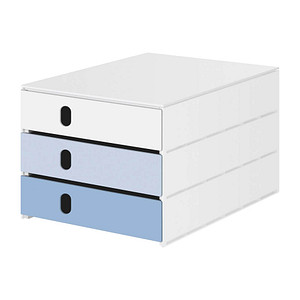 styro Schubladenbox styroval pro feelings Snowflake  weiß, hellblau, blau 14-8050.Sn, DIN A4 mit 3 Schubladen, 1 St.