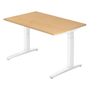 HAMMERBACHER VXB12 höhenverstellbarer Schreibtisch ahorn rechteckig, C-Fuß-Gestell weiß 120,0 x 80,0 cm