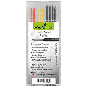 Pica Dry 4020 Fallminen-Bleistiftminen graphit, rot, gelb 2,8 mm, 8 St.