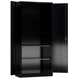 ClassiX Stahlschrank X-530359 tiefschwarz 4 Fachböden 92,0 x 50,0 x 194,5 cm, aufgebaut, 1 St.