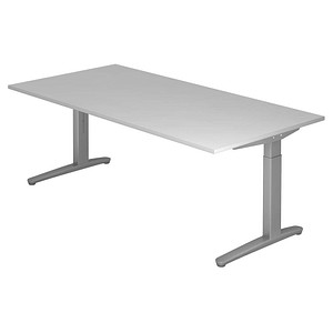 HAMMERBACHER VXB2E höhenverstellbarer Schreibtisch lichtgrau rechteckig, C-Fuß-Gestell silber 200,0 x 100,0 cm