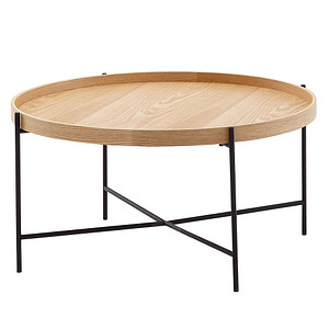 WOHNLING Couchtisch rund MDF-Platte eiche 78,0 x 78,0 x 40,0 cm, 1 St.