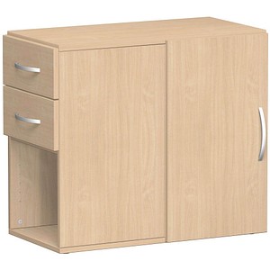 geramöbel Flex Standcontainer buche 2 Auszüge Stahl-Bügelgriff silber 80,0 x 42,0 x 72,0 cm