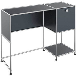 viasit System4 Schreibtisch anthrazit rechteckig, Rundrohrgestell silber 116,0 x 41,0 cm