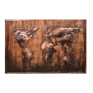 Garden Pleasure Wandbild 3D Weltkarte braun, Metall