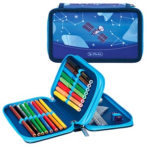 herlitz Federmäppchen befüllt Cosmic Explorer blau 23-teilig, 19,3 x 5,0 cm
