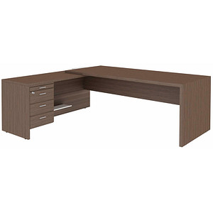 Quadrifoglio T45 Schreibtisch eukalyptus L-Form, Wangen-Gestell eukalyptus 220,0 x 194,0 cm