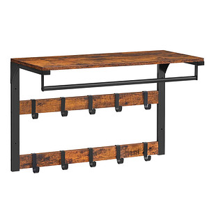 VASAGLE Wandgarderobe braun Holz 10 Haken 65,0 x 42,0 cm, 1 St.