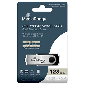 MediaRange USB-Stick schwarz, silber 128 GB