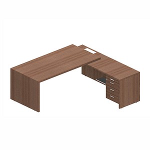 Quadrifoglio T45 Schreibtisch nussbaum L-Form, Wangen-Gestell nussbaum 200,0 x 194,0 cm