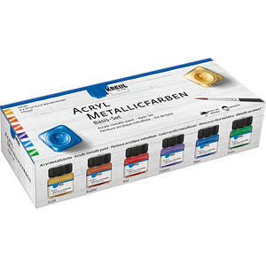 KREUL Metallicfarben Basis Acrylfarben farbsortiert, 6 St.