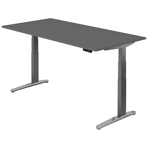 HAMMERBACHER VXBHM2E elektrisch höhenverstellbarer Schreibtisch grafit rechteckig, C-Fuß-Gestell grau 200,0 x 100,0 cm