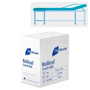 Meditrade® Ärztekrepp ROLLICEL® 2-lagig weiß 55,0 cm x 100,0 m, 6 Rollen