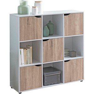 WOHNLING Regalschrank, WL5.526 weiß, sonoma-eiche 89,0 x 29,0 x 91,0 cm