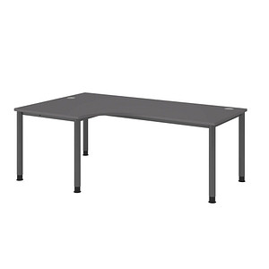 HAMMERBACHER HS82 höhenverstellbarer Schreibtisch grafit L-Form, 5-Fuß-Gestell grau 200,0 x 80,0/120,0 cm