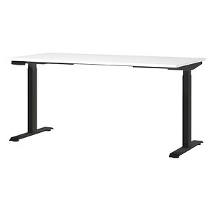 GERMANIA JET höhenverstellbarer Schreibtisch weiß rechteckig, T-Fuß-Gestell schwarz 160,0 x 80,0 cm