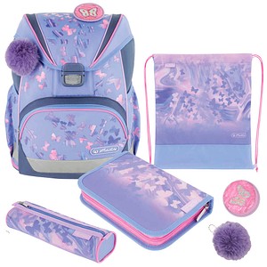 herlitz Schulranzen-Set UltraLight Butterfly Paradise Kunstfaser lila