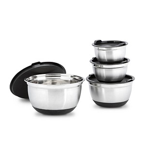 relaxdays Schüssel-Set BOWLY silber 4-tlg., 4 St.