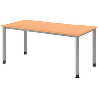 HAMMERBACHER HS16 höhenverstellbarer Schreibtisch buche rechteckig, 4-Fuß-Gestell silber 160,0 x 80,0 cm